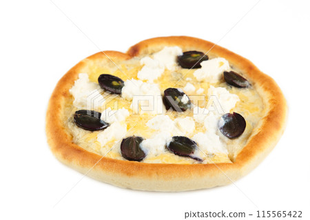 Four cheese pizza, quattro fromaggi isolated on white background 115565422