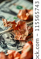 Close up of a crumpled dollar bill with a background that illustrates the issue of the financial crisis 115565743