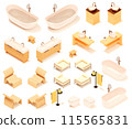 Vector isometric bathroom furniture and plumbing fixtures 115565831