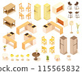Vector isometric kitchen furniture and equipment set 115565832