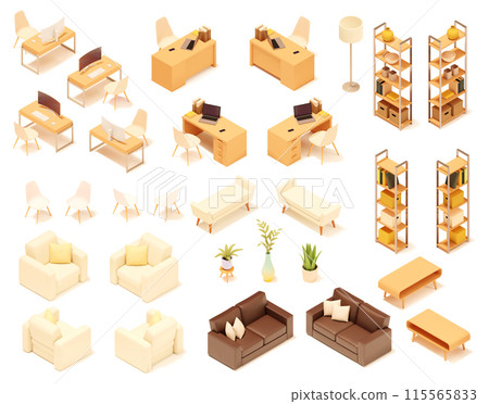Vector isometric home and office furniture - Stock Illustration ...