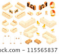 Vector isometric home furniture and home equipment set 115565837