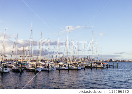 Melbourne Skyline from Williamstown in Australia 115566380