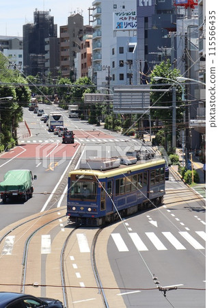 都電荒川線列車在飛鳥山車站附近行駛 都電荒川線列車在飛鳥山車站附近行駛 115566435