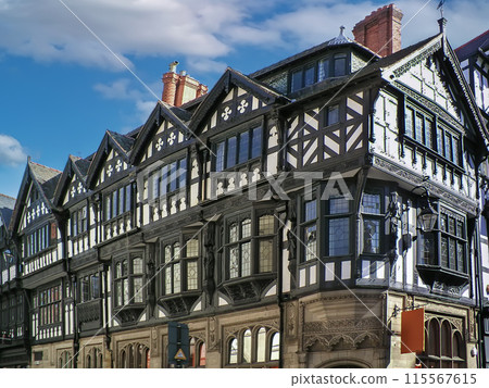 Street in Chester, England Street in Chester, England 115567615