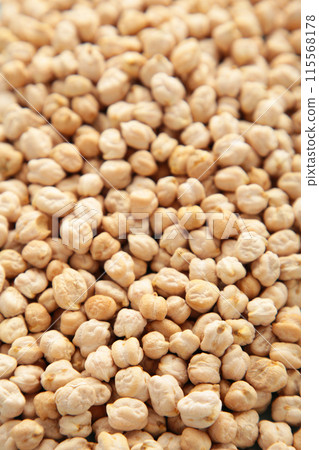 Dry raw organic chickpeas background. Top view Dry raw organic chickpeas background. Top view 115568178