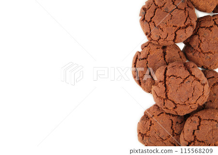 Chocolate chips cookies isolated on white background 115568209