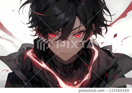 一個黑髮紅眼的男人盯著我（AI 生成的圖像） 115569169