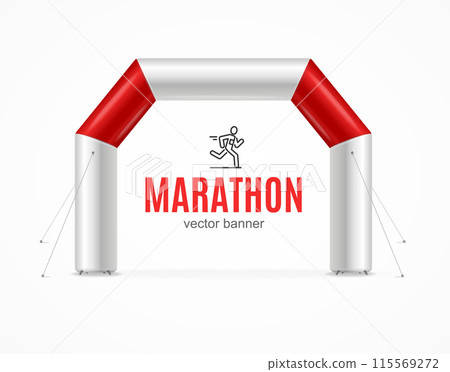 Realistic Detailed 3d Marathon Racing Ads Banner Concept Poster Card. Vector 115569272