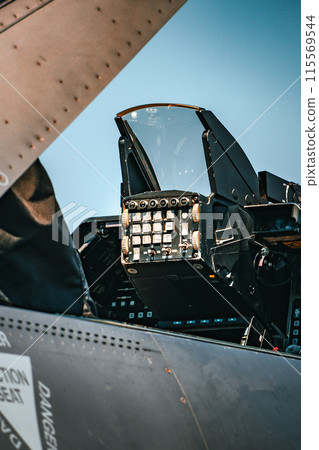 Blue sky and fighter jet F/A-18 Super Hornet Blue sky and fighter jet F/A-18 Super Hornet 115569544