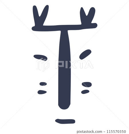 Navy Blue Minimalist Abstract Face Line Art with Bold Features 115570350