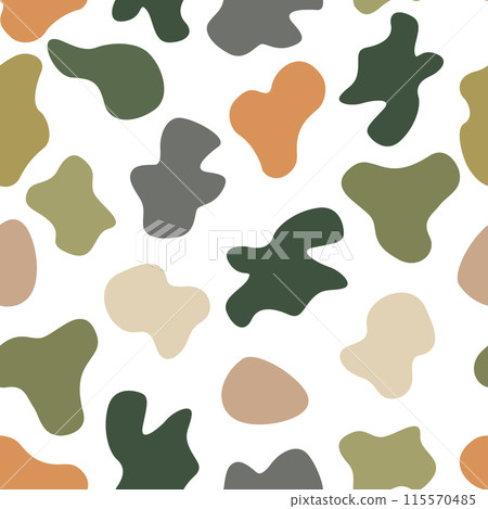 A pattern of organic shapes in a green and brown color. Camouflage seamless texture. 115570485