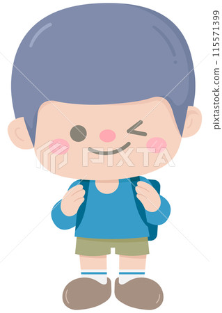 Cute back to school in Children Style Cartoon illustration cute boy 115571399