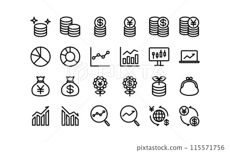 黑色投資線描圖示集 115571756