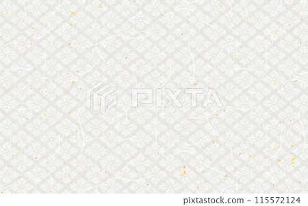 無縫白色花卉鑽石圖案日本紙與金葉圖案。向量檔案具有在樣本中註冊的模式。 無縫白色花卉鑽石圖案日本紙與金葉圖案。向量檔案具有在樣本中註冊的模式。 115572124