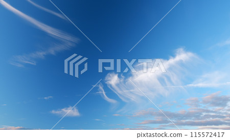 Beautiful white cirrus clouds. Slowly move of white cloudscape. Timelapse. 115572417