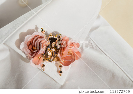 Handmade brooch beetle made of stones and sequins on the collar Handmade brooch beetle made of stones and sequins on the collar 115572769