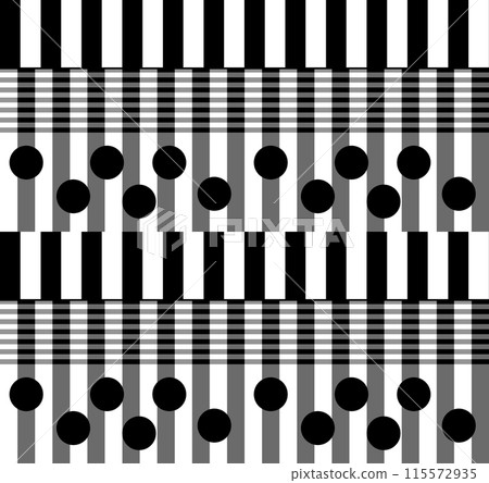 Black lines and dots on white background. Striped and spotted wallpaper illustration. 115572935
