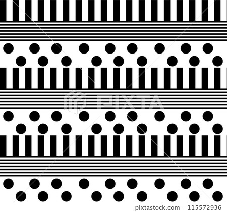 Black lines and dots on white background. Striped and spotted wallpaper illustration. 115572936