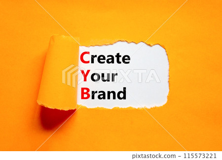 CYB Create your brand symbol. Concept words CYB Create your brand on beautiful white paper. Beautiful orange paper background. Business CYB Create your brand concept. Copy space. 115573221