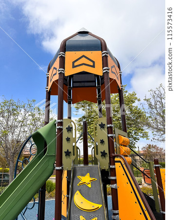 Colorful children playground activities in community public park Colorful children playground activities in community public park 115573416