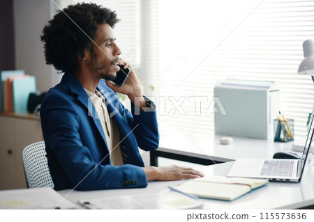 Entrepreneur Calling Colleague Entrepreneur Calling Colleague 115573636