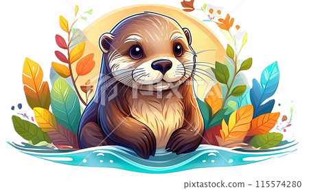 Cute otter illustration Cute otter illustration 115574280