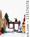 dark jar with lid and dispenser on the background of Christmas decorations, side view 115574378