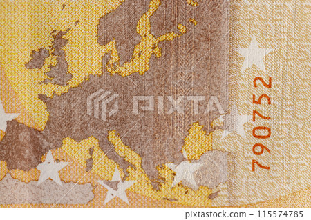 a close-up of fifty euros of the new European Union 115574785
