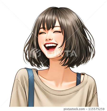 Illustration of a girl with a big smile 115575259
