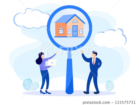 Illustration vector graphic cartoon character of house searching 115575731
