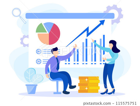 Illustration vector graphic cartoon character of business analysis 115575751