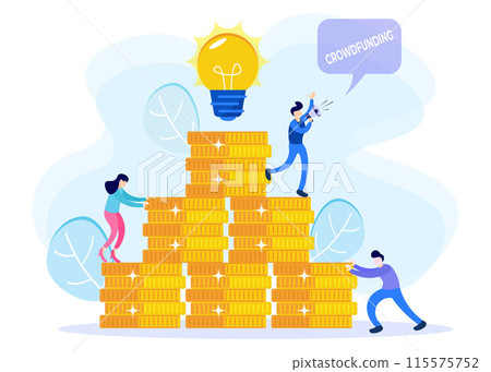 Illustration vector graphic cartoon character of crowd funding 115575752