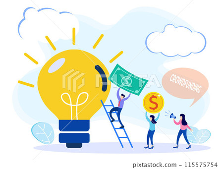 Illustration vector graphic cartoon character of crowd funding Illustration vector graphic cartoon character of crowd funding 115575754