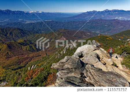 攀登金風山、千代吹上的登山客以及八岳、鎧駒岳的景色 115575757