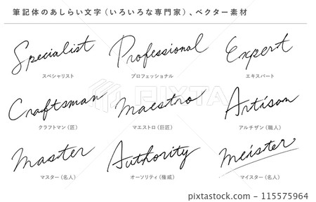 手寫字體、草書、各種專業信件、英文、向量素材 115575964
