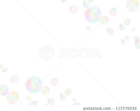 彩色肥皂泡手繪框架背景水平 115576038