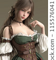 A beautiful woman wearing medieval European clothing 115576041