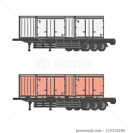 物流系列:貨櫃拖車貨櫃底盤、鐵路運輸貨櫃(彩色&單色套裝) 物流系列:貨櫃拖車貨櫃底盤、鐵路運輸貨櫃(彩色&單色套裝) 115576284
