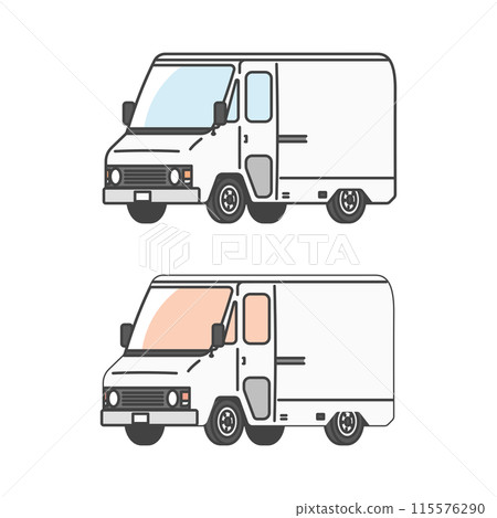 物流系列：負責最後一公里的運輸公司送貨車和快遞服務（彩色&單色SET） 115576290