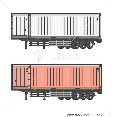 Logistics series: Container chassis for container trailers, marine transport containers (color & mono color SET) Logistics series: Container chassis for container trailers, marine transport containers (color & mono color SET) 115576295