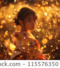 Japanese woman watching fireflies 115576350