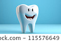 Single mesh human tooth isolated on blue background Care and hygiene symbol icon AI Generated 115576649