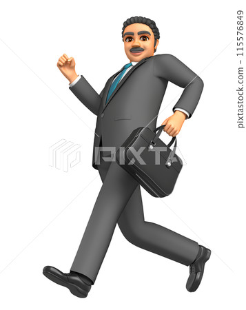 一個胖商人背著袋子跑 115576849