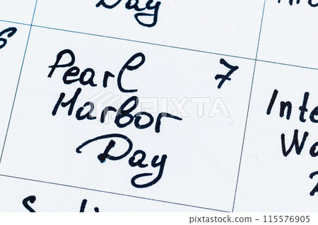 Pearl Harbor day. Photo calendar 115576905