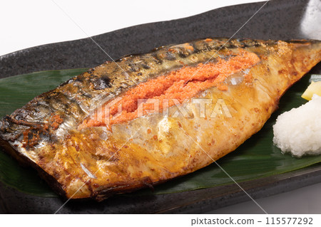 Grilled mackerel and cod roe Grilled mackerel and cod roe 115577292