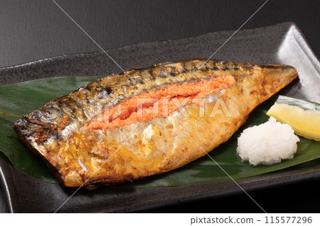 Grilled mackerel and cod roe Grilled mackerel and cod roe 115577296