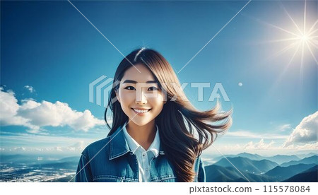 女人海天光夏日肖像人物動漫漫畫插畫背景 女人海天光夏日肖像人物動漫漫畫插畫背景 115578084