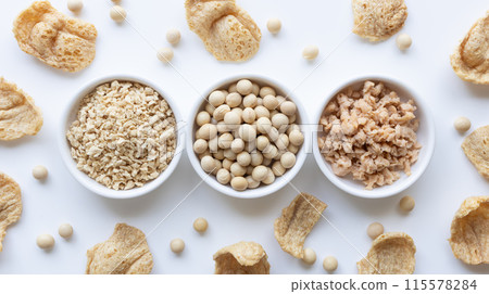Soy meat, plant-based meat, white background 115578284