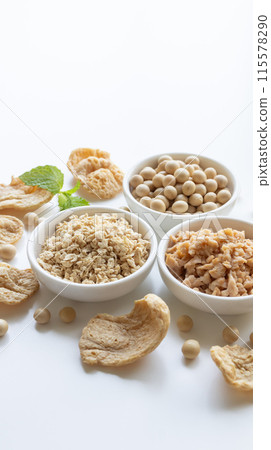 Soy meat, plant-based meat, white background 115578290